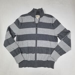 Banana Republic striped full-zip sweater Cardigan Cotton Cashmere Mens Small
